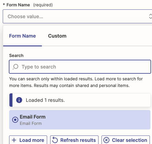 Webflow Form Selection