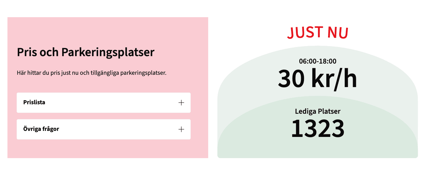 Parking Information in content grid